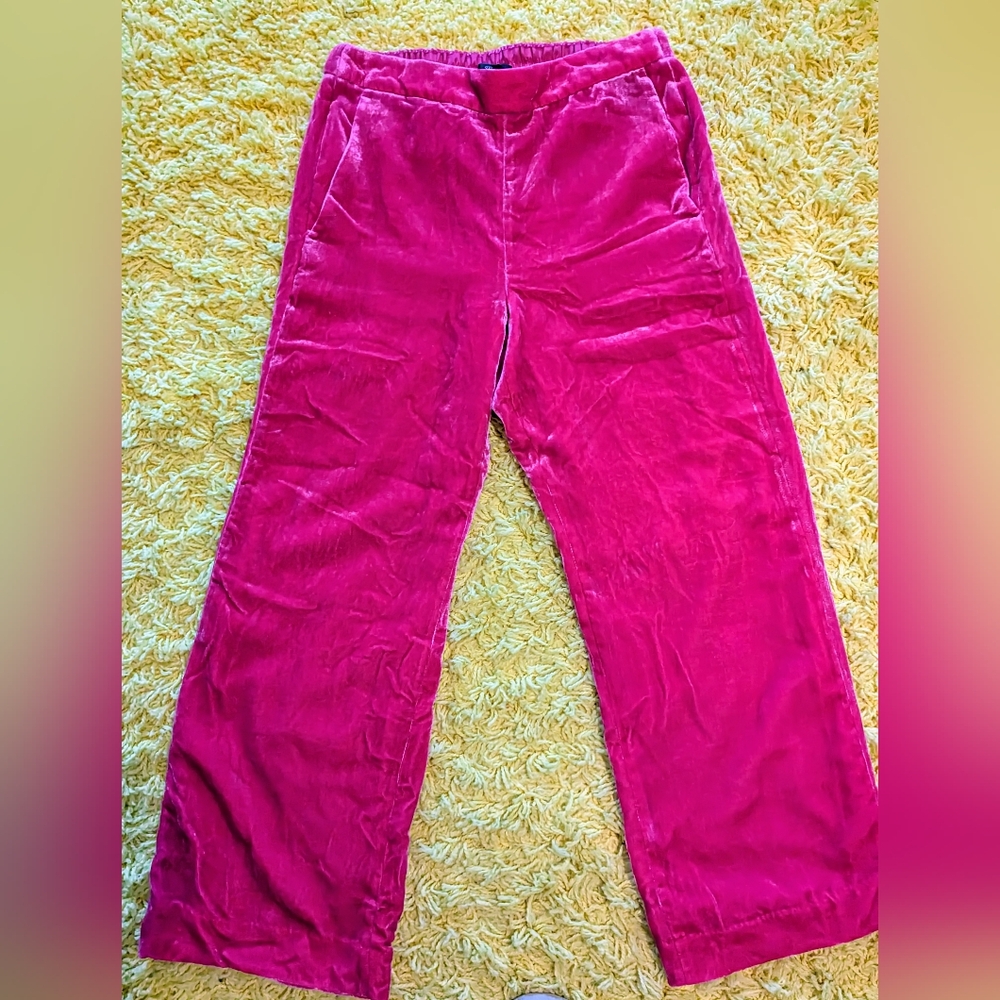 J.Crew Hot Pink Velvet Wide-Leg Pants - Statement Piece!